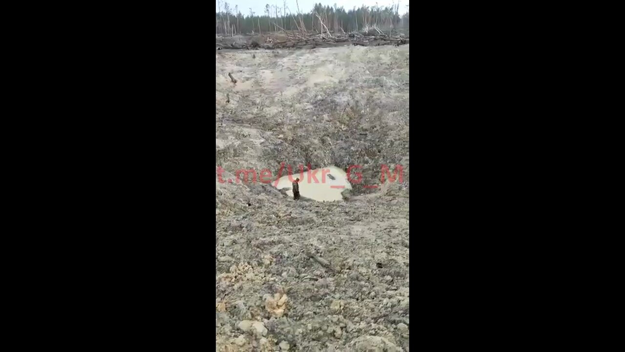 Large crater made by a Russian strike