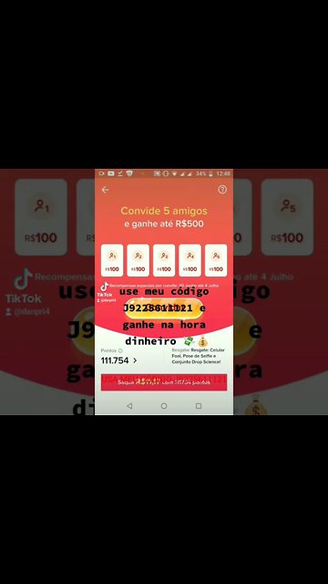 CORRE GALERA QUE É POR TEMPO LIMITADO USA MEU CÓDIGO J9225611121 NO TIKTOK E GANHE MUITO DINHEIRO 💸💰