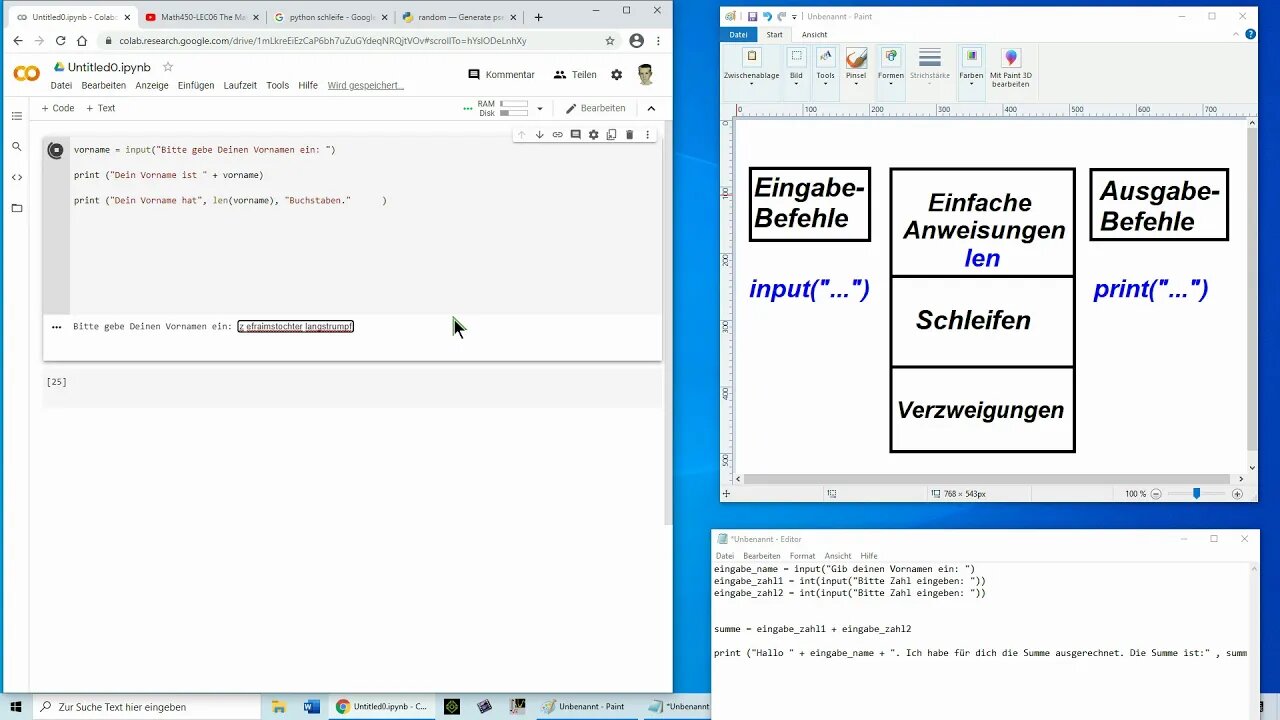 Python Programmierkurs 1 ► Eingaben, Ausgaben, Schleifen, Strings, float, int und len