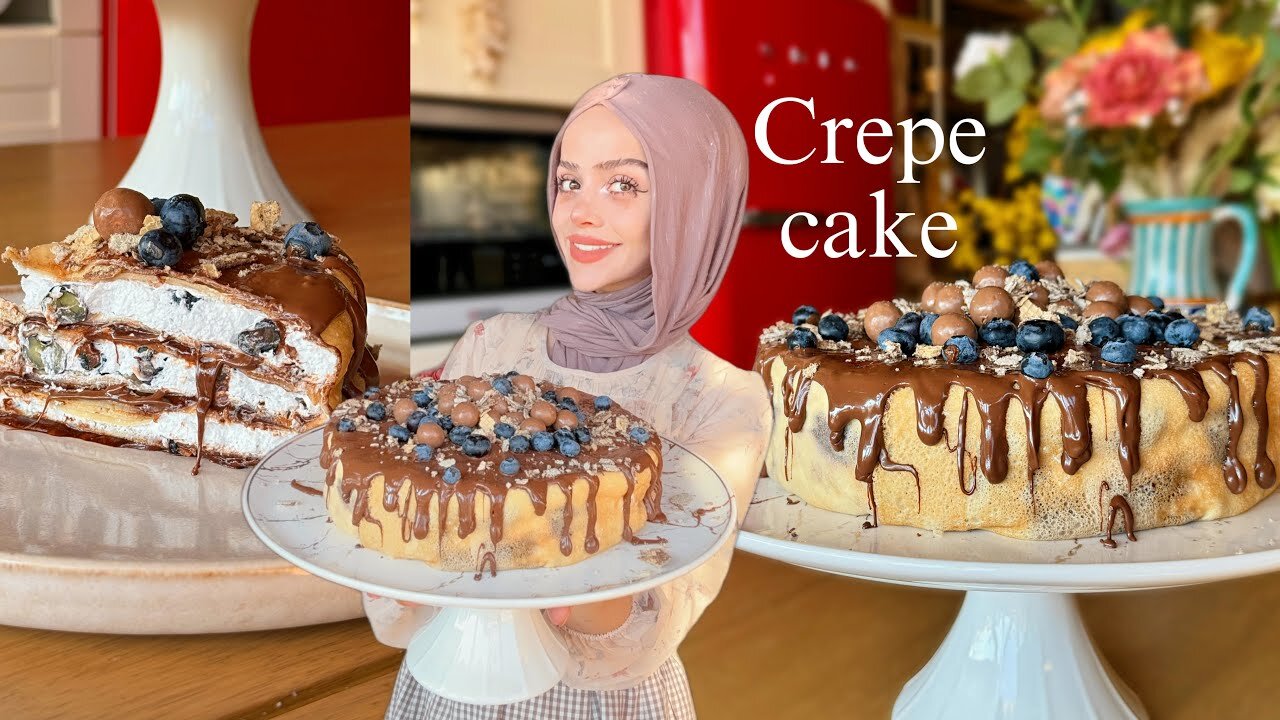 كريب كيك بأسهل طريقة وبدون فرن🍰 crepe cake- no oven, anyone can make!😍