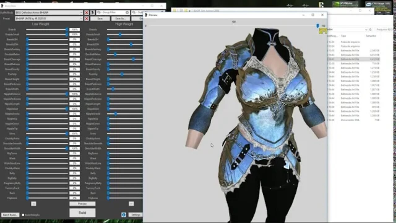 Skyrim SE Converting CBBE to BHUNP Armor Video II