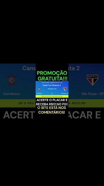 GRÁTIS: Acerte o placar de Corinthians x São Paulo e receba R$12 via PIX