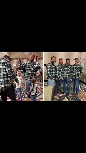 Epic Christmas prank with matching holiday shirts