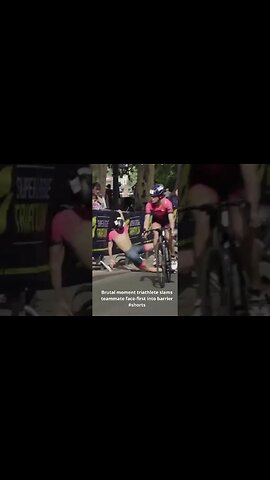 Brutal moment triathlete slams teammate face first into barrier #shorts