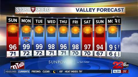 Warming trend brings valley highs to upper 90s tomorrow