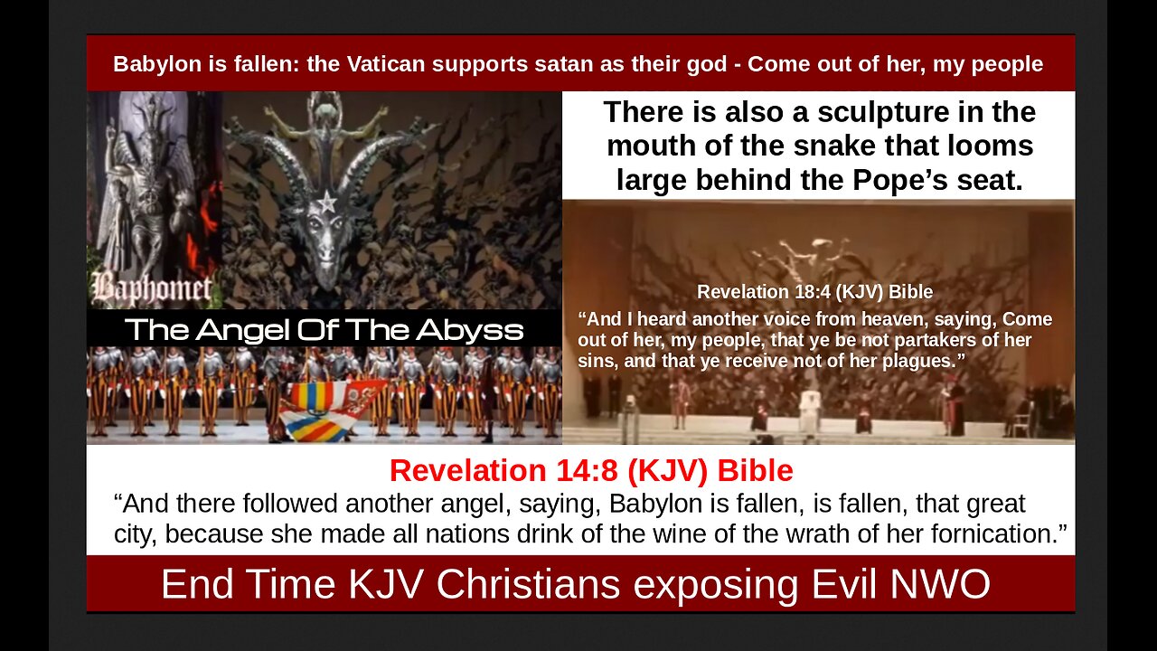 Babylon is fallen: the Vatican supports satan as their god - Come out of her, my people