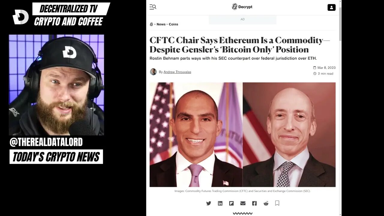 Crypto and Coffee: CFTC Chair Says Ethereum Is a Commodity—Despite Gensler’s ‘Bitcoin Only’ Position