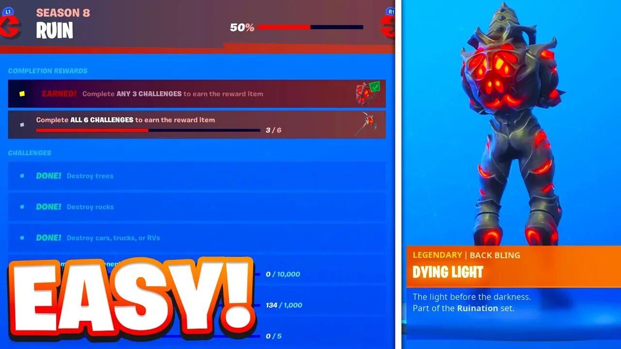 The Fastest Way To Complete "RUIN Challenges" In Fortnite! (New RUIN Skin, Back Bling and Pickaxe!)