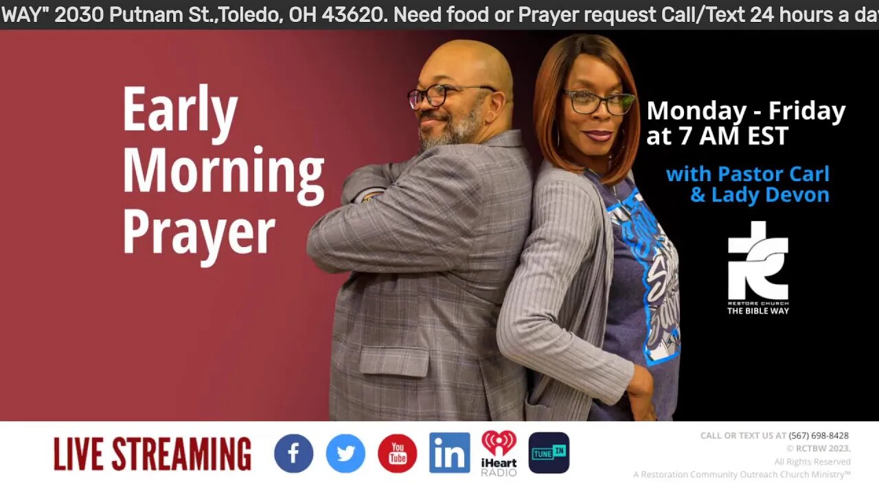 Early morning prayer with Pastor Carl & Lady Devon Mitchell 031723