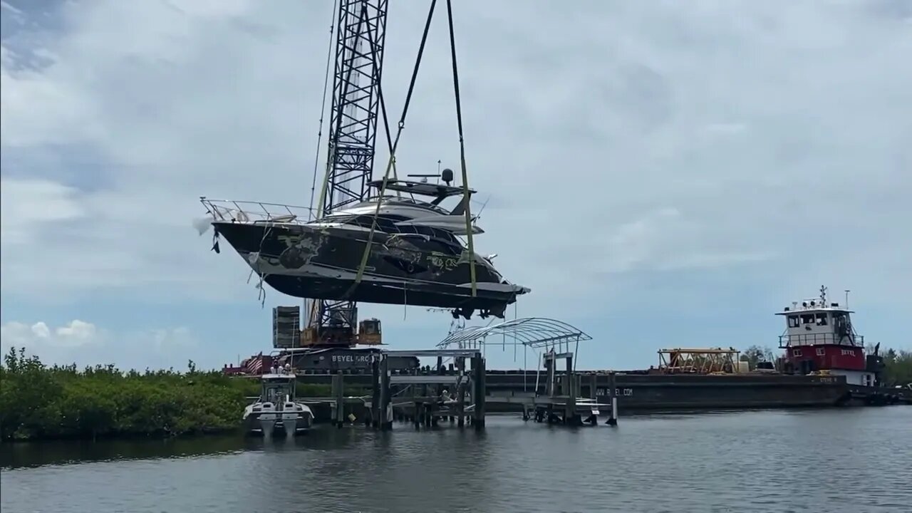 Yacht Removed From Yard months after Hurricane Ian in Cape Coral Florida