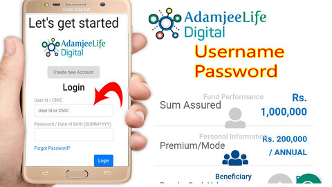 how to login MCB adamjeelife policy usename & password