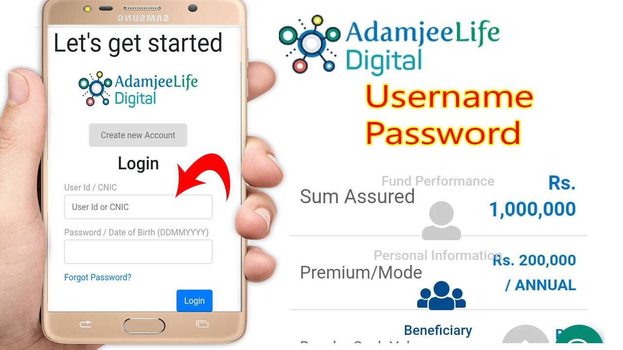 how to login MCB adamjeelife policy usename & password