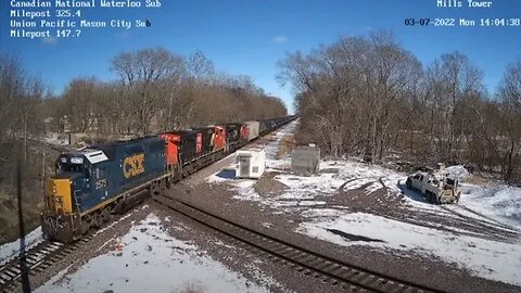 WB CN U703 Empty Ethanol with CSX 2575 "GP38-2" Leading at Mills Tower on March 7, 2022