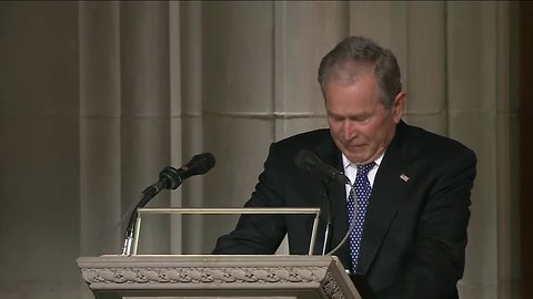 Pres. George W. Bush pays tribute to his father at the National Cathedral