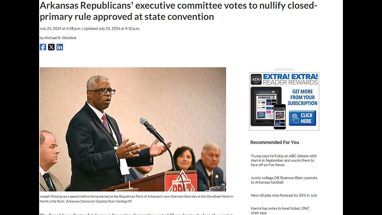 wrong headline regarding Arkansas Republican Primary Elections