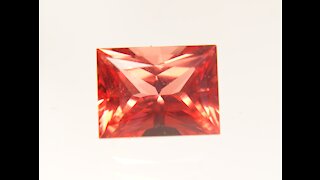 Czochralski Pulled Sapphire Pinkish Orange Padparadscha Rectangle Princess Cut