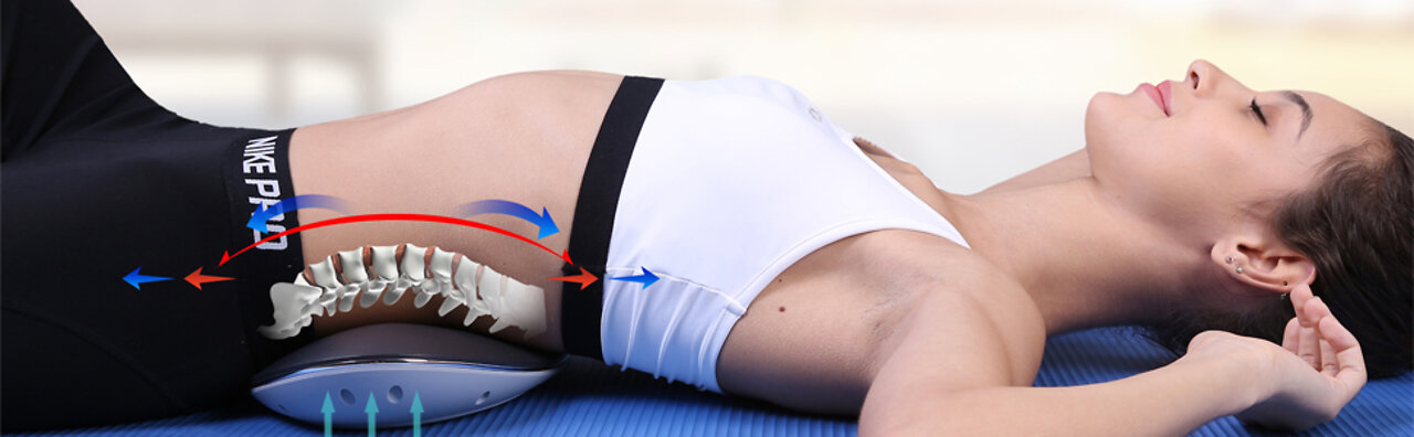 iLife Lumbar Traction Device BackPain Relief Low Back Stretcherwith Vibration Massage,InfraredHeat,