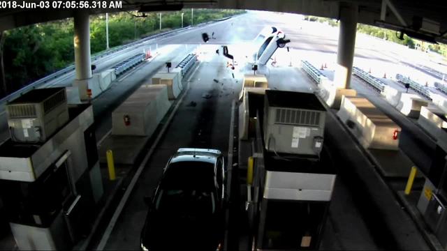 Violent crash at Florida toll plaza caught on camera