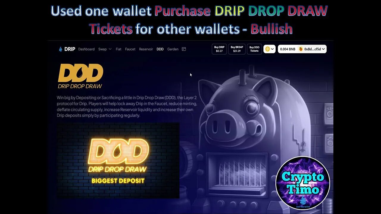 Used one wallet Purchase DRIP DROP DRAW Tickets for other wallets - Bullish #ddd #drip