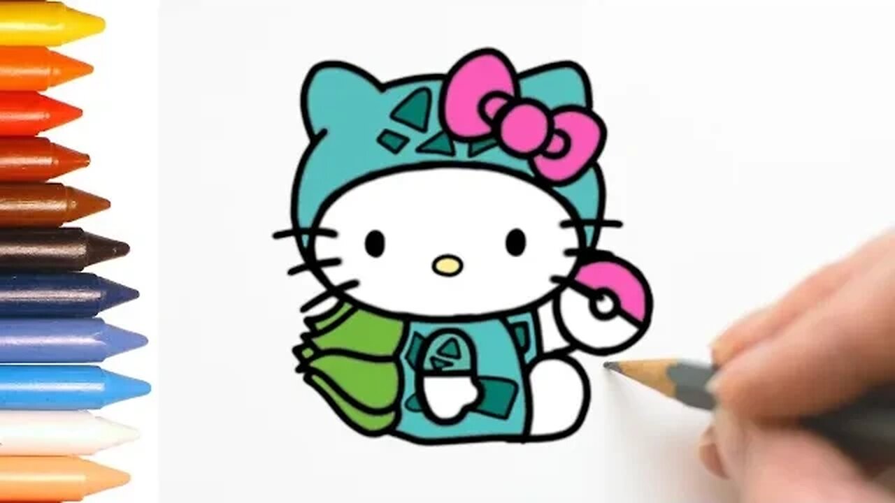 COMO DESENHAR HELLO KITTY POKÉMON BULBASAUR - MUITO FÁCIL #hellokitty #pokemon #bulbasaur