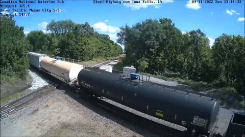 NB Manifest with UP 1989 at Mills Tower in Iowa Falls & Manly, IA September 11, 2022 #steelhighway