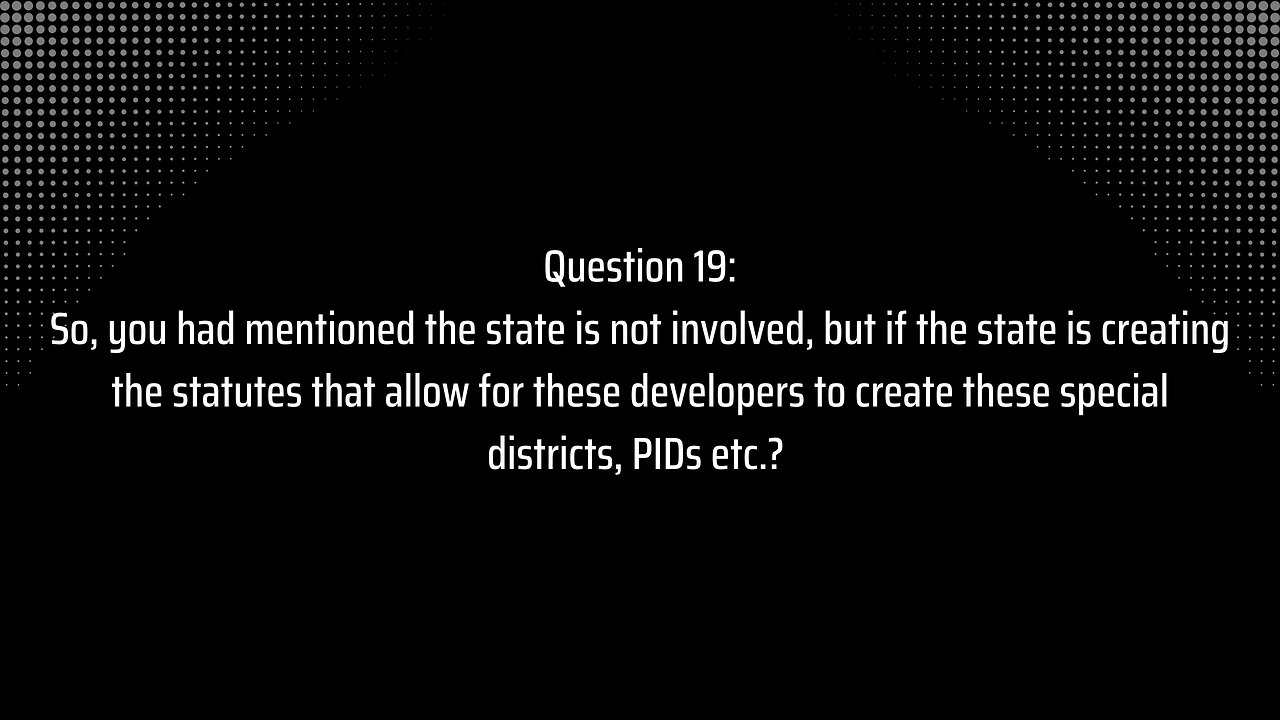 Special Districts: Question 19 - State Involvement in Creating PIDs