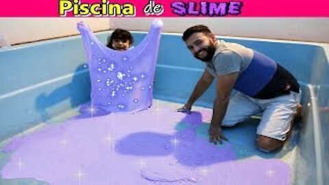 ENCHI MINHA PISCINA DE SLIME - MAIOR SLIME QUE JÁ FIZ (DIY GIANT SLIME IN THE POOL)