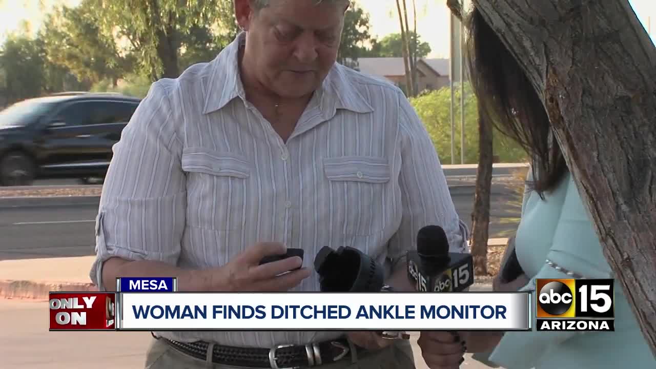 Woman finds ankle monitor ditched at gas station