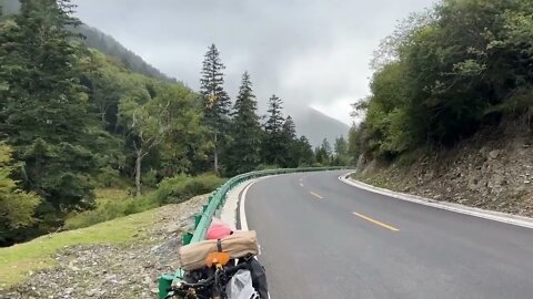 Travel alone over the snowy mountains