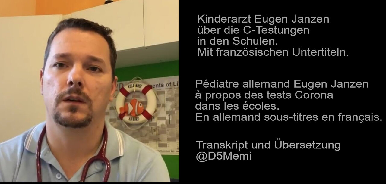 Pédiatre Eugen Janzen: risques de blessures et infections par les tests corona dans les écoles.