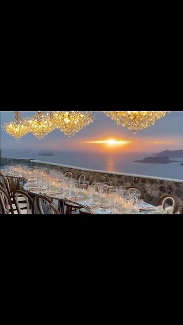Dreamy dinner setup in Santorini, Greece
