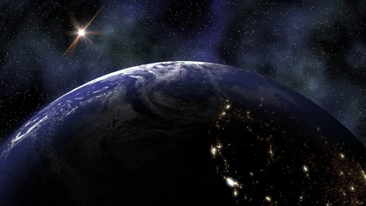 Planet Earth Rotates In Space From Day Into Nigh