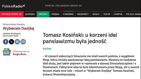 Polskie Radio 2: Tomasz J. Kosiński: u korzeni idei panslawizmu była jedność (wywiad z autorem)