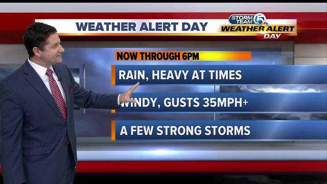 Weather Alert Day: Heavy rain at times with gusty winds