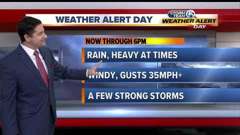 Weather Alert Day: Heavy rain at times with gusty winds