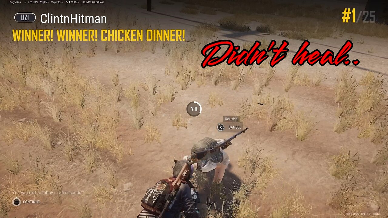 PUBG Chicken Dinner - no heal for the W
