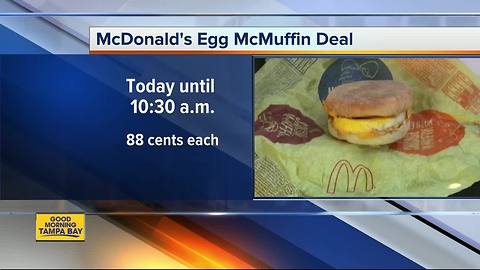 McDonald's celebrates the anniversary of the Egg McMuffin with 88 cent sandwiches