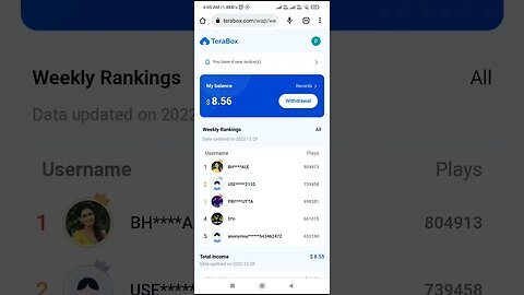 Terabox $8.56 earning proof #earningapps #shorts #terabox