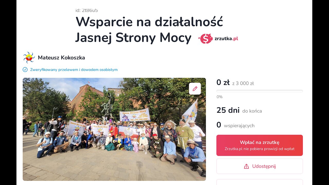 Wsparcie na działalność Jasnej Strony Mocy