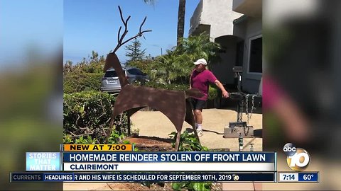 Couple heartbroken after metal reindeer was stolen