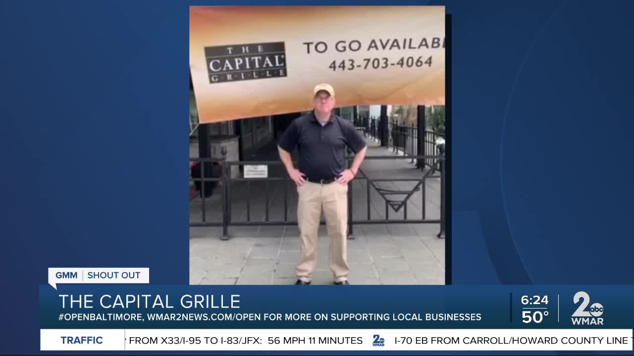 The Capital Grille says "We're Open Baltimore!"