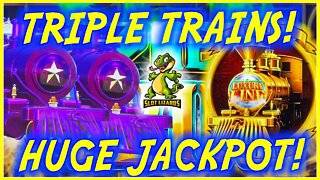 TRIPLE TRAIN MASSIVE JACKPOT! HUNTING A MASSIVE MAJOR! Luxury Line Cash Express Buffalo Slot