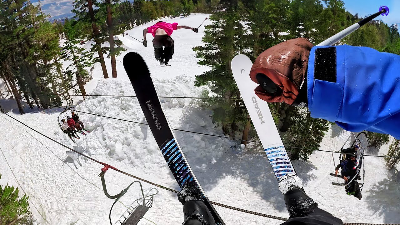 Skiers Jump OVER A Chairliftl Best Party Lap Ever?