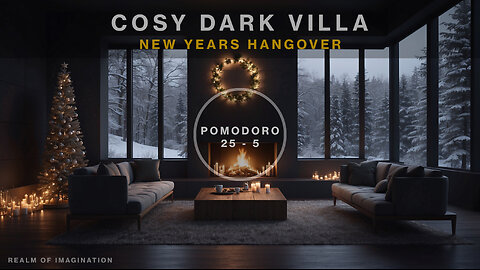 Pomodoro Study - Dark Villa Blizzard And Snow Ambience With Fireplace - [25 min/5 min]
