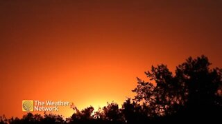 Fiery sunset caps off a hot day in Edmonton, AB