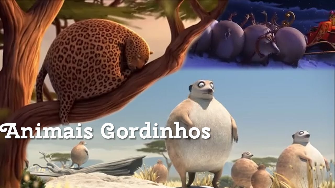 Chubby and cute animals in a cartoon