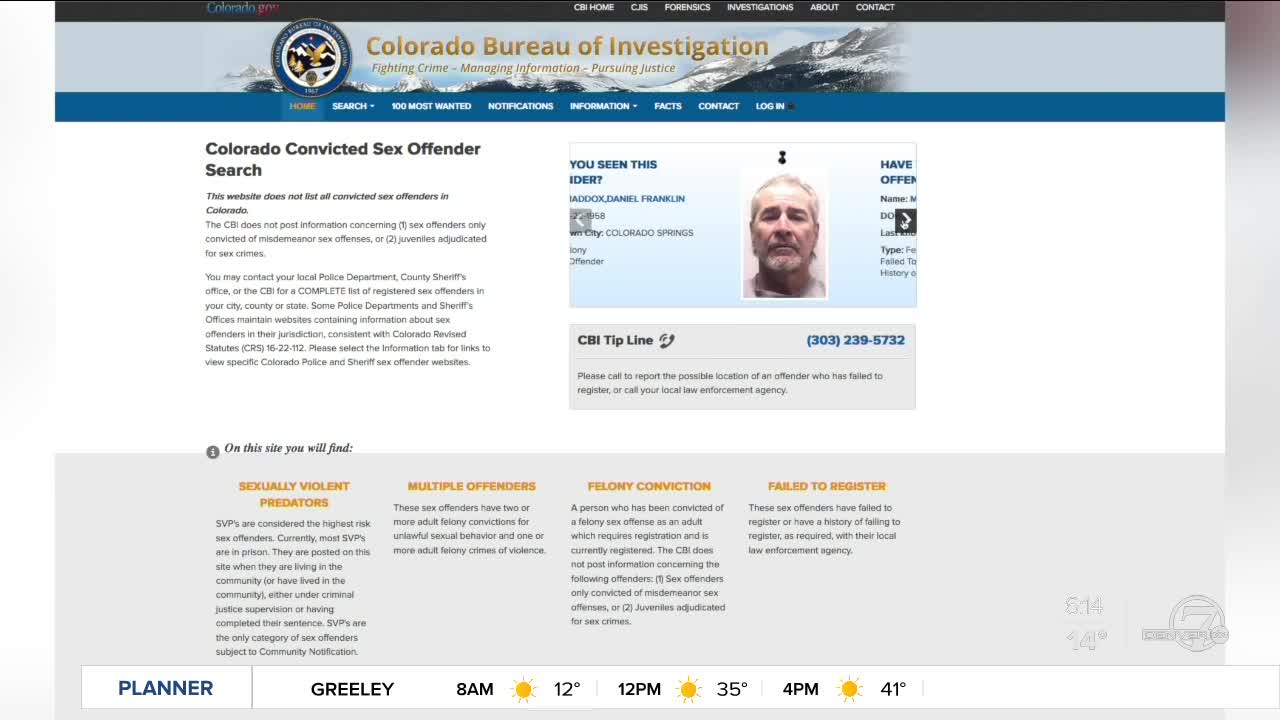 Colorado Bureau of Investigation offers email alerts about sex offenders