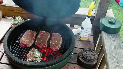 Ribeye Steak and Yellow Squash on the Big Green Egg