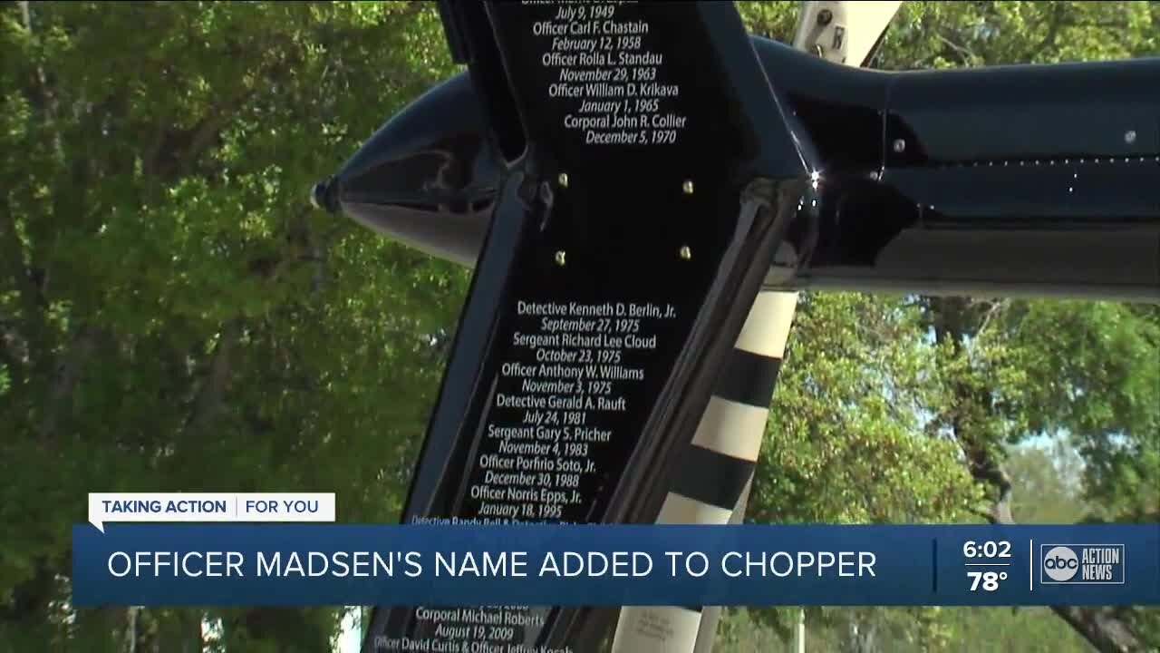 Fallen officer Madsen's name added to Tampa police helicopter