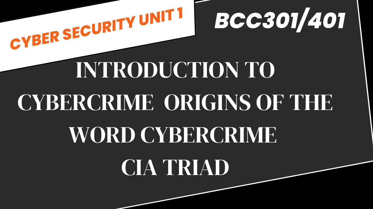 CYBER SECURIT UNIT 1|BCC301/401|Introduction to Cybercrime| Origins of the Word Cybercrime CIA Triad